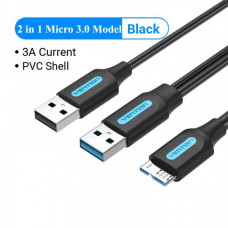 Кабель для принтера Vention 2in1 USB - USB Type-B 3.0 (M/M), 0.5 м, Black (CQPBD)