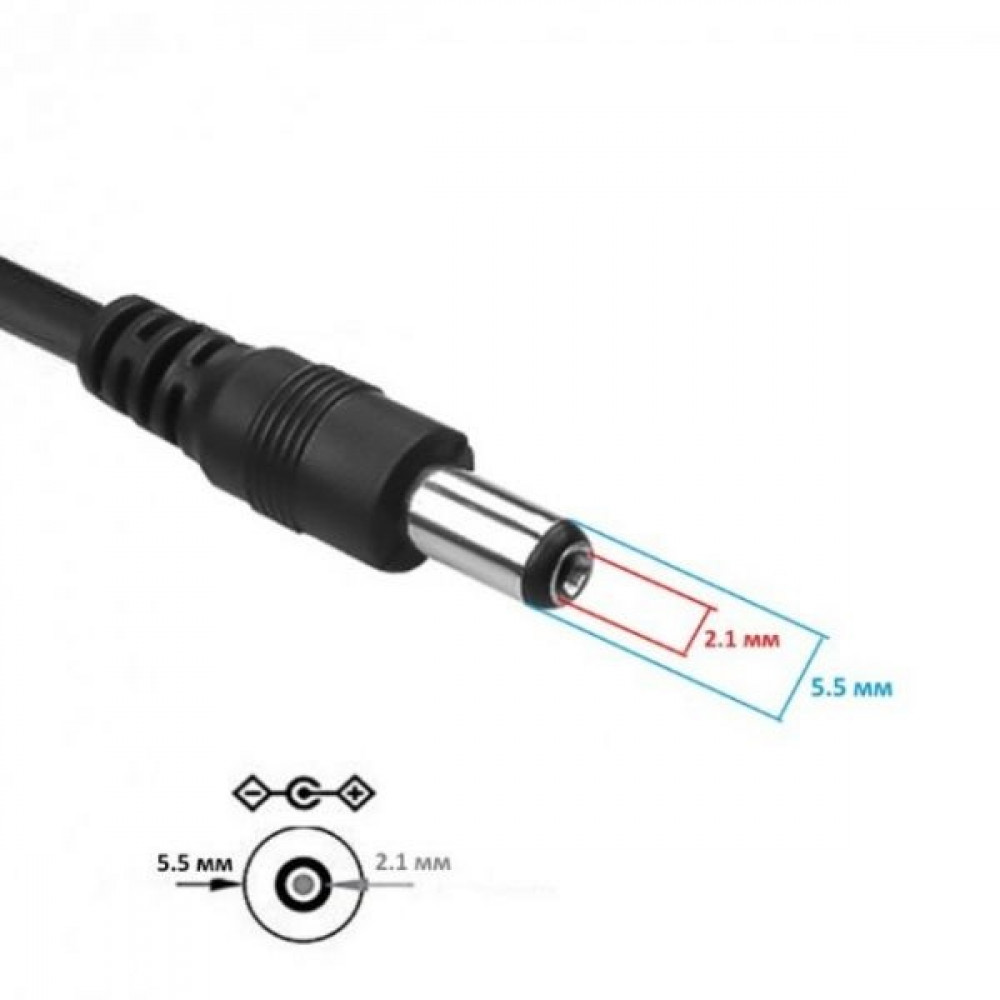 Кабель живлення USB - DC (M/M), 5.5х2.1 мм, 12V, 1 м, Black (2000985587648)
