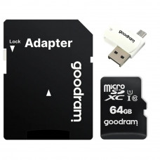 Карта пам`ятi MicroSDXC 64GB UHS-I Class 10 Goodram + SD-adapter + OTG Card reader (M1A4-0640R12) Карта пам`ятi MicroSDXC 64GB UHS-I Class 10 Goodram + SD-adapter + OTG Card reader (M1A4-0640R12)