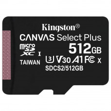 Карта пам`яті MicroSDXC 512GB UHS-I/U3 Class 10 Kingston Canvas Select Plus R100/W85MB/s (SDCS2/512GBSP) Карта пам`яті MicroSDXC 512GB UHS-I/U3 Class 10 Kingston Canvas Select Plus R100/W85MB/s (SDCS2/512GBSP)