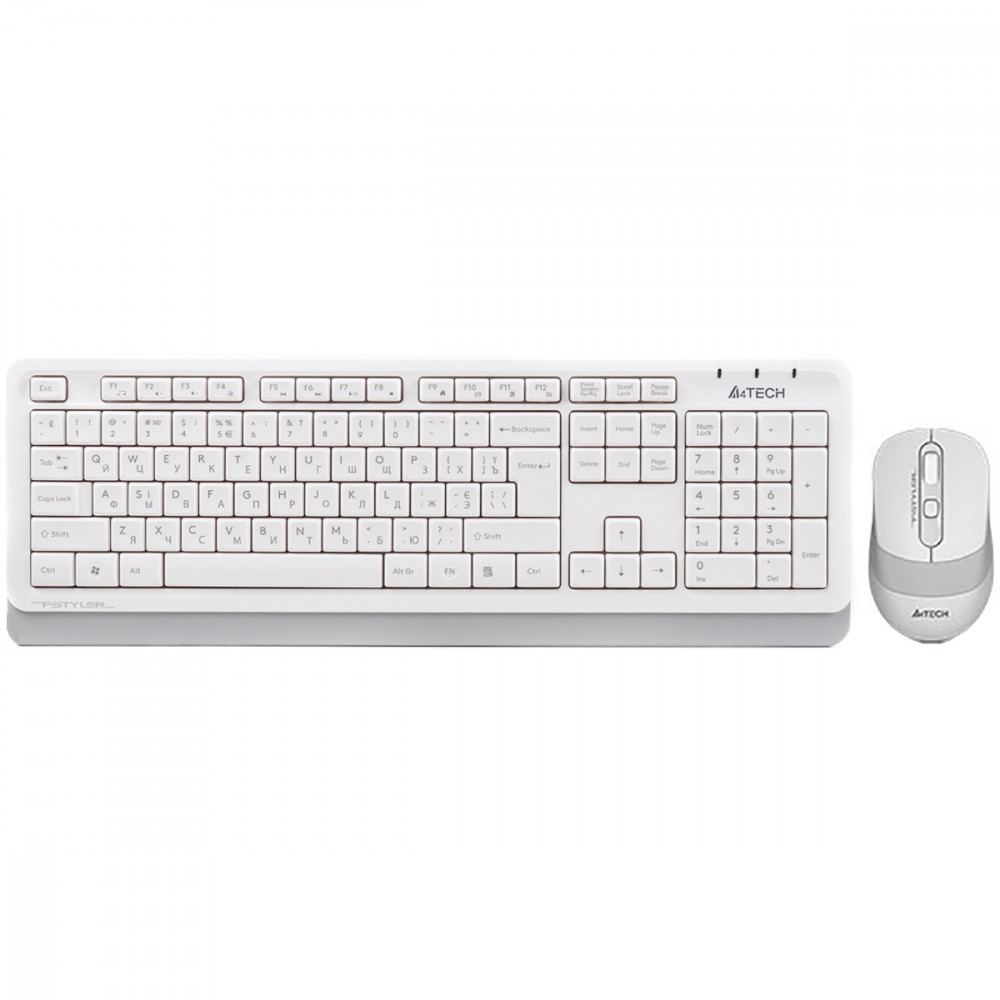 Комплект (клавіатура, миша) бездротовий A4Tech Fstyler FG1010 White