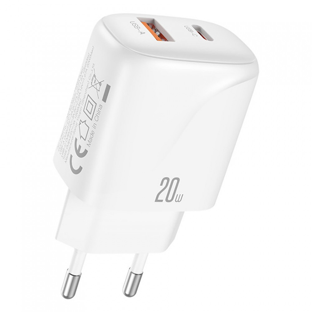 Зарядний пристрій XO L158 (USB, USB-С, 3A) 20W White