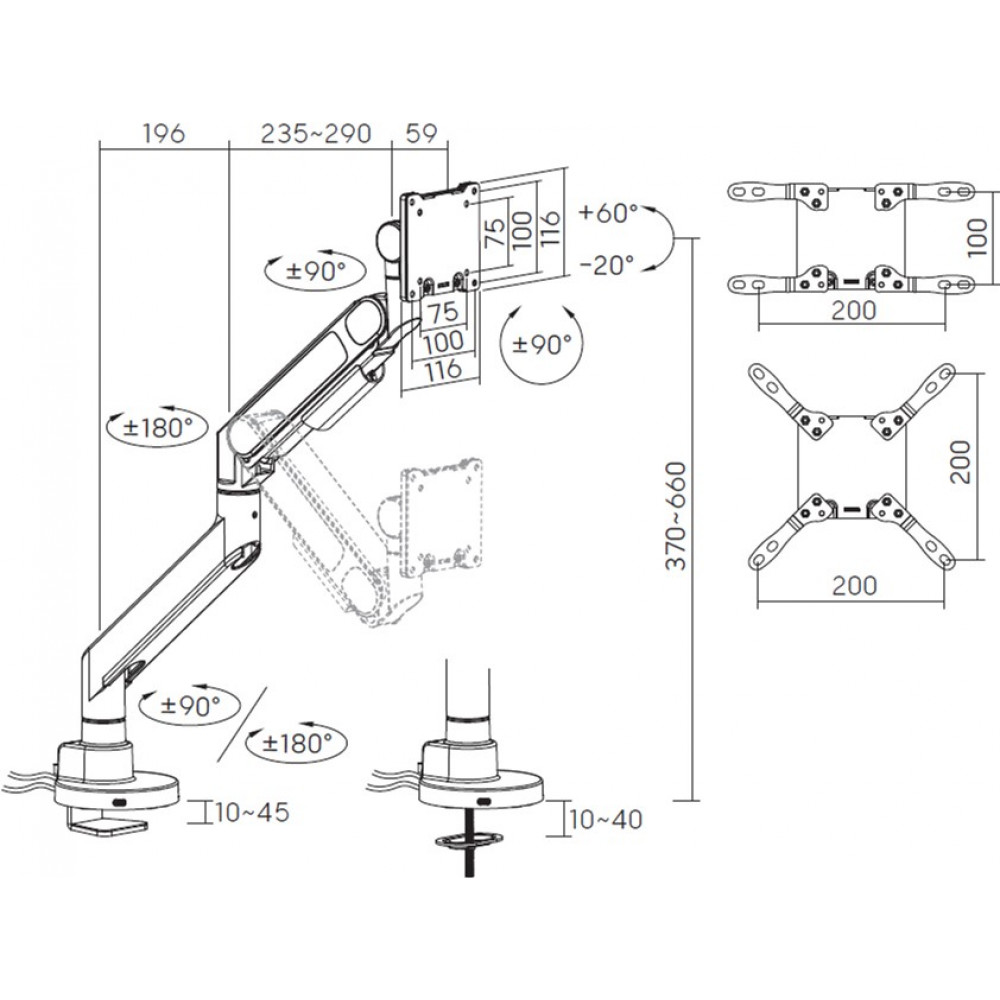 Кріплення настільне для монітора OfficePro 24-57