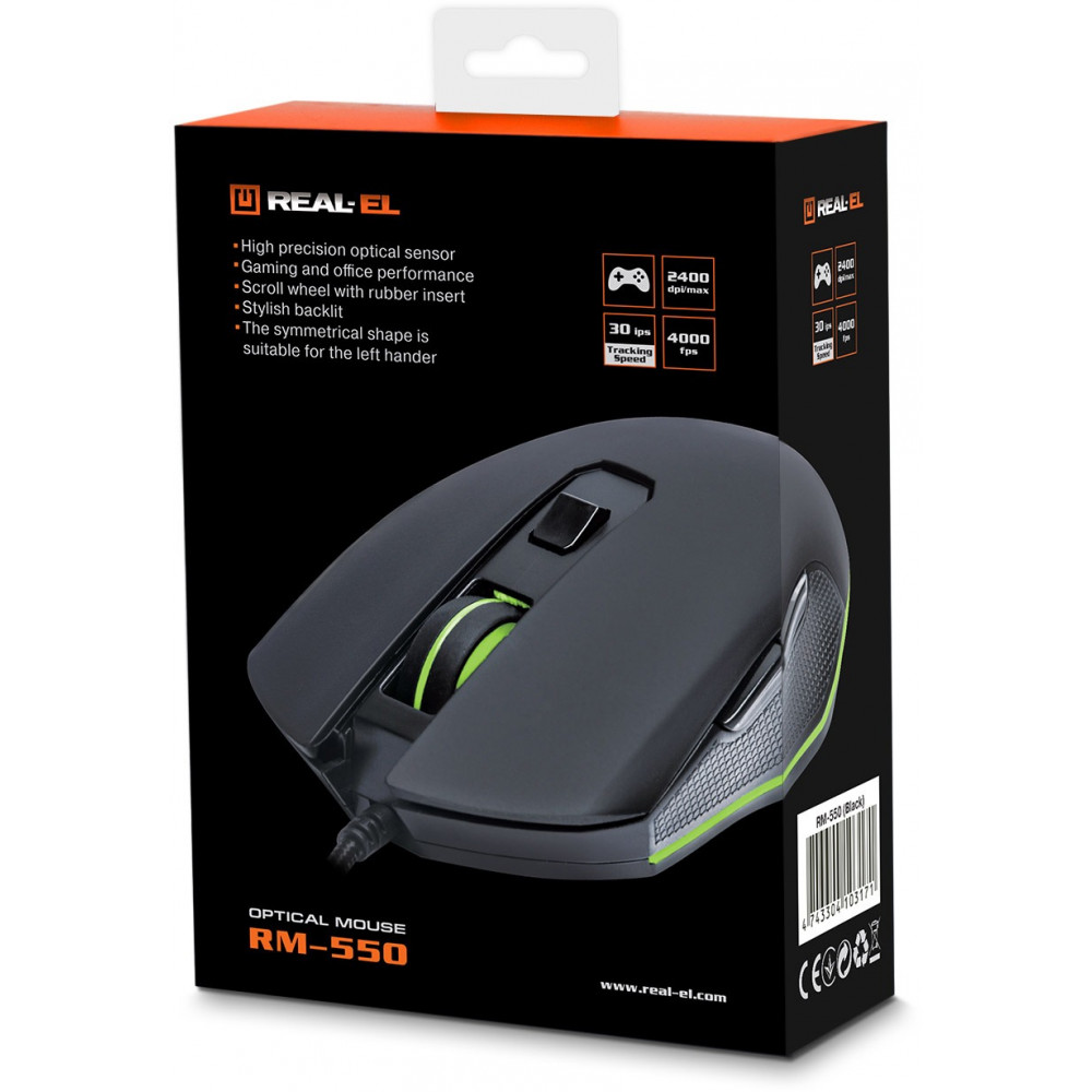 Миша REAL-EL RM-550 Black (EL123200027)