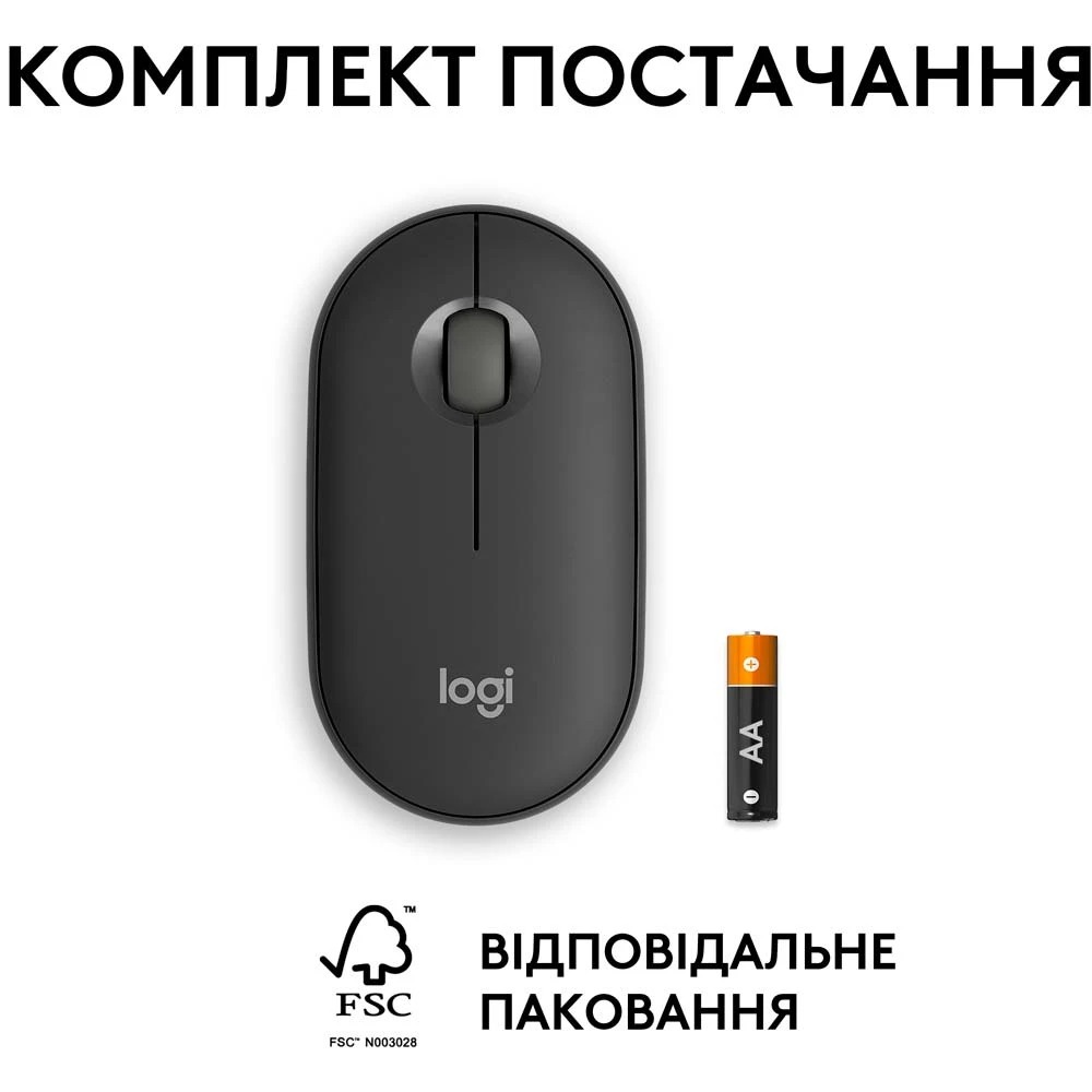 Миша бездротова Logitech Pebble Mouse 2 M350s Graphite (910-007015)