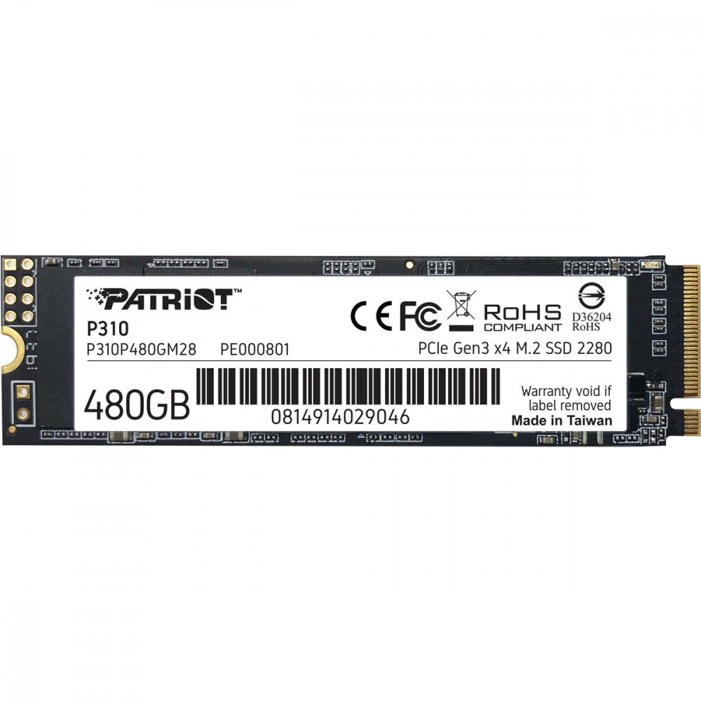 Накопичувач SSD  480GB Patriot P310 M.2 2280 PCIe NVMe 3.0 x4 TLC (P310P480GM28)
