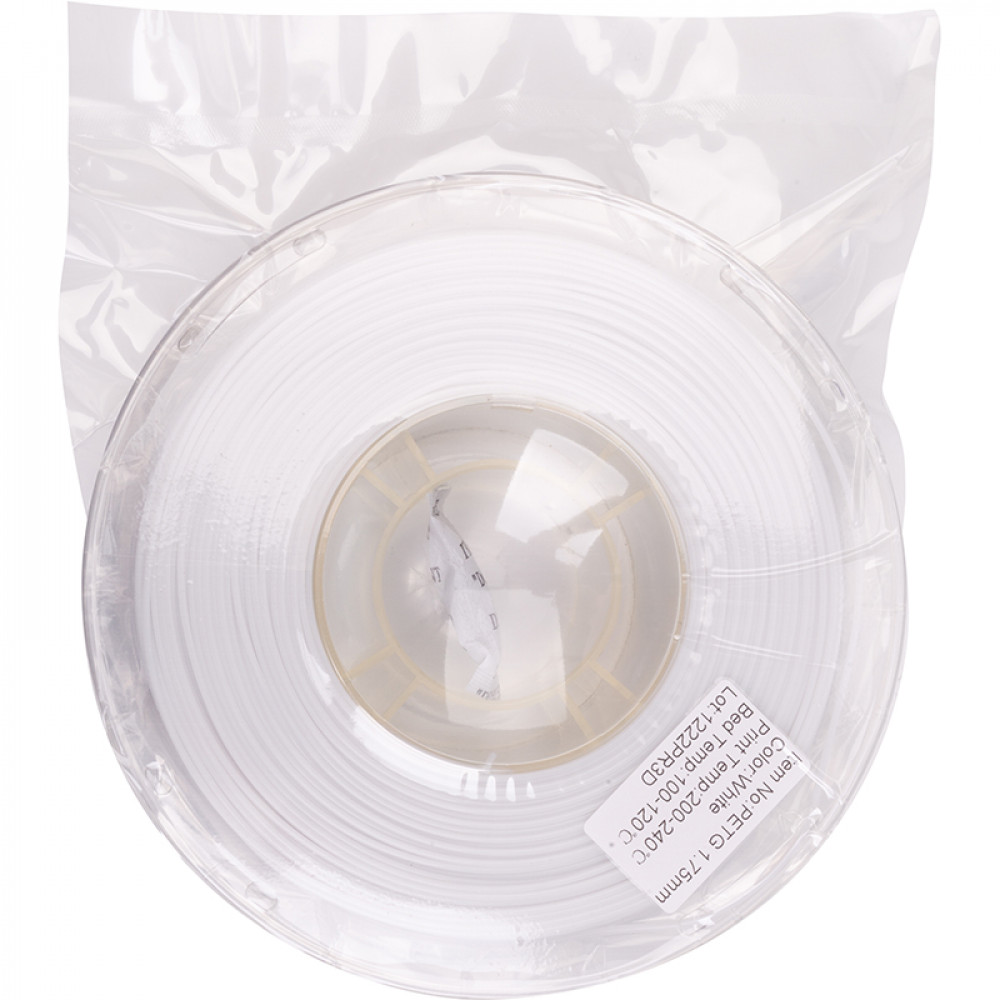 PETG-пластик PowerPlant Filament для 3D-принтера 1.75 мм 1 кг, білий (PT812929)