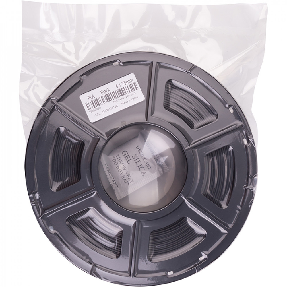 PLA-пластик PowerPlant Filament для 3D-принтера 1.75 мм 1 кг, чорний (PT812936)