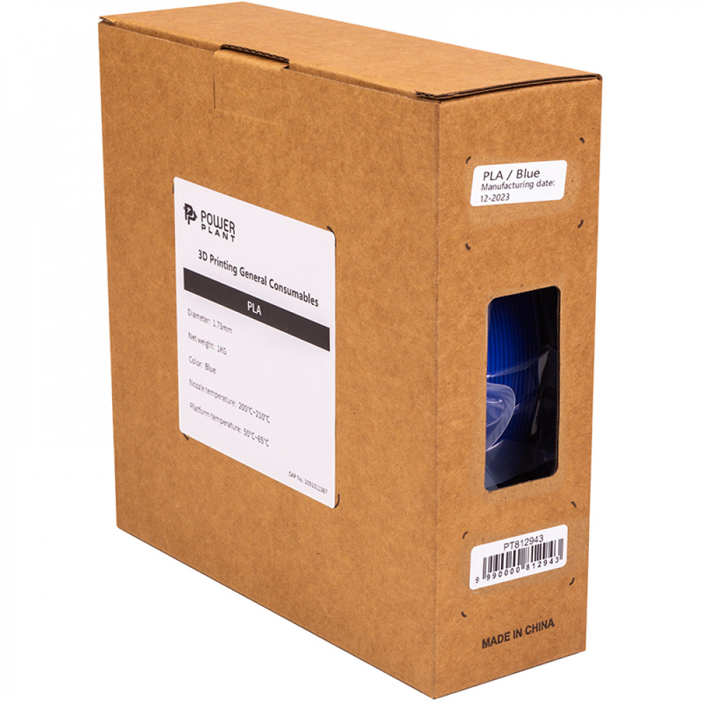 PLA-пластик PowerPlant Filament для 3D-принтера 1.75 мм 1 кг, синій (PT812943)