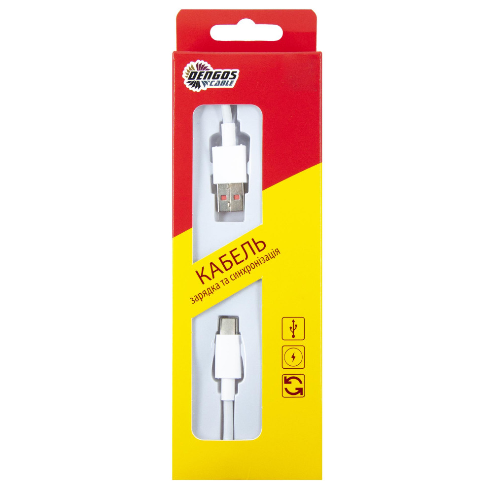 Кабель Dengos USB - USB Type-C (M/M) 1 м White (PLS-TC-6A-WHITE)