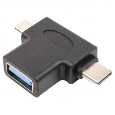 Перехідник PowerPlant USB Type-C/microUSB - USB (M/F) Black (CA913121) Перехідник PowerPlant USB Type-C/microUSB - USB (M/F) Black (CA913121)