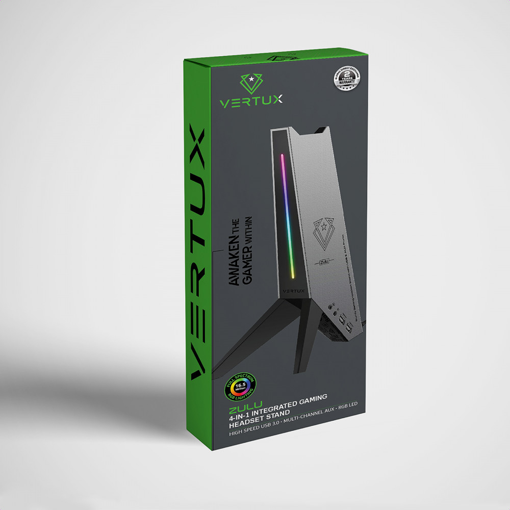 Підставка для навушників Vertux Zulu 2xUSB 2.0 / Mini Jack 3.5 мм Black