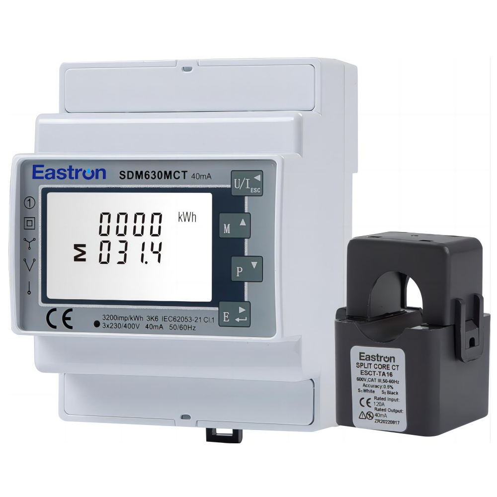 Лічільник Three phase energy meter Eastron SDM 630MCT-40mA (ESCT-TA16 120A/40mA)