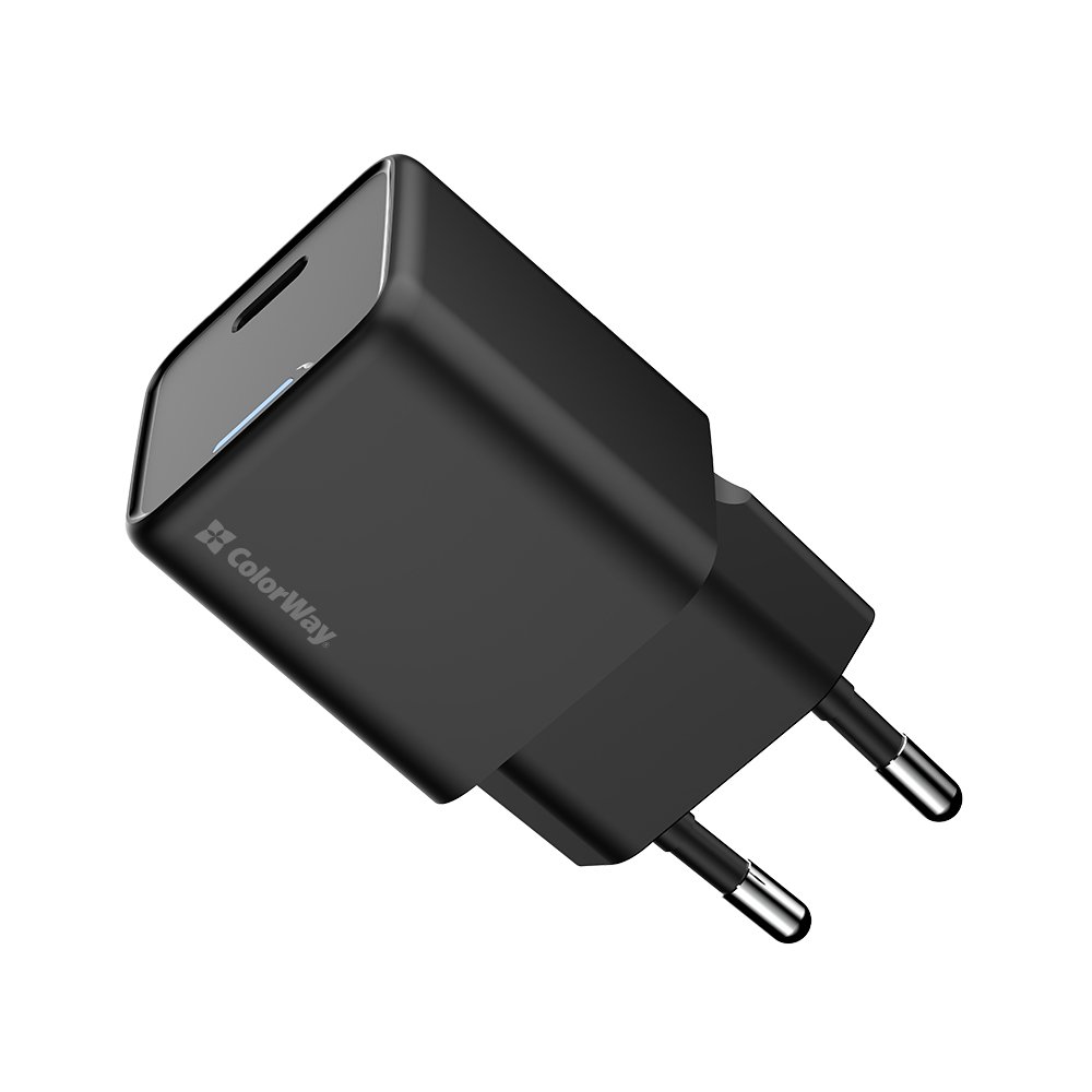 Мережевий зарядний пристрій ColorWay GaN Mini 25W PD Port PPS USB-C Black (CW-CHS052PD-BK)