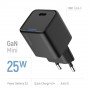 Мережевий зарядний пристрій ColorWay GaN Mini 25W PD Port PPS USB-C Black (CW-CHS052PD-BK)