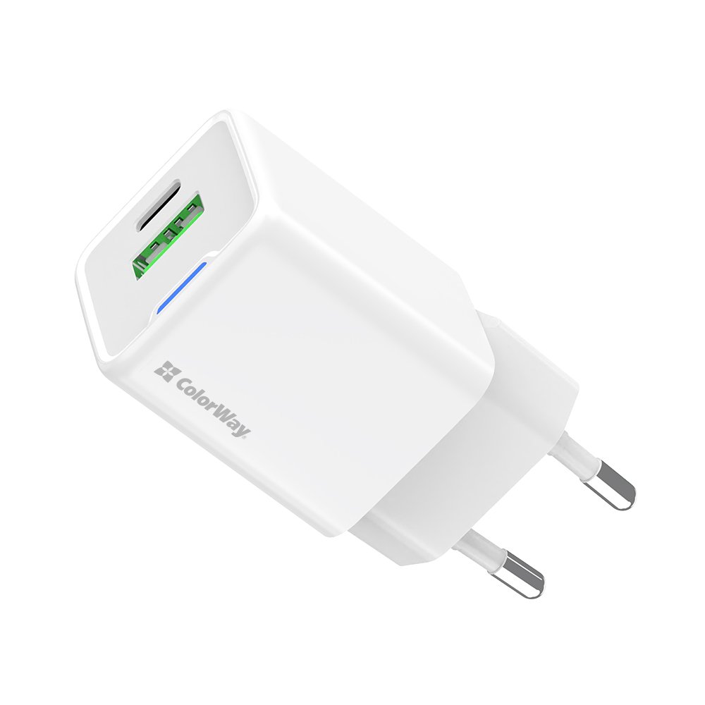 Мережевий зарядний пристрій ColorWay GaN Mini 30W PD Port PPS USB (Type-C PD + USB QC4.0) White (CW-CHS053PD-WT)