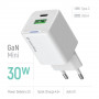 Мережевий зарядний пристрій ColorWay GaN Mini 30W PD Port PPS USB (Type-C PD + USB QC4.0) White (CW-CHS053PD-WT)