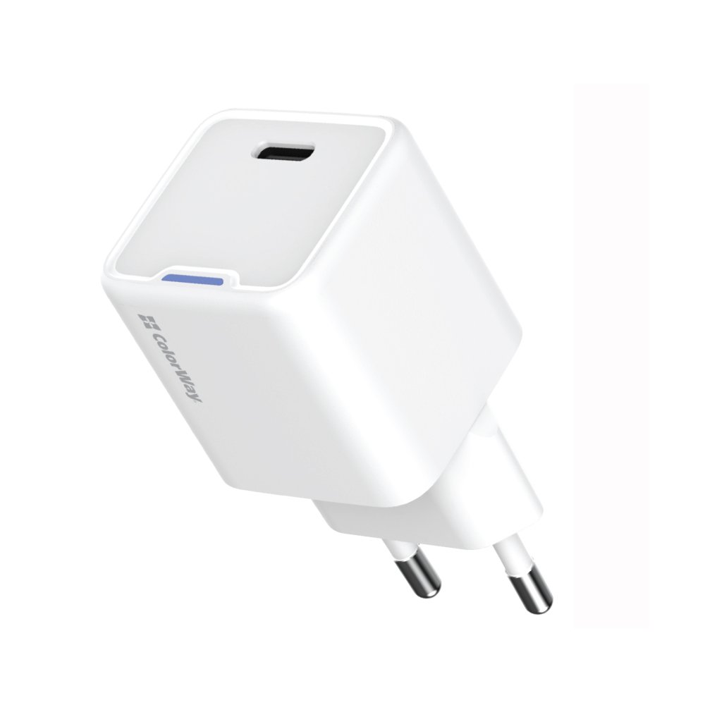 Мережевий зарядний пристрій ColorWay GaN Mini 30W PD Port PPS USB-C White (CW-CHS054PD-WT)