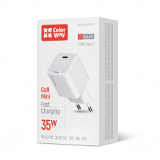 Мережевий зарядний пристрій ColorWay GaN Mini 35W PD Port PPS USB-C White (CW-CHS056PD-WT) Мережевий зарядний пристрій ColorWay GaN Mini 35W PD Port PPS USB-C White (CW-CHS056PD-WT)