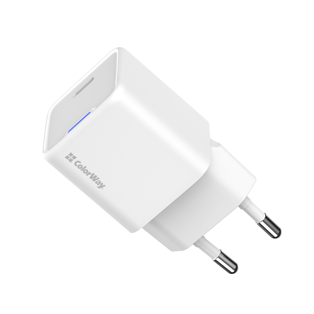 Мережевий зарядний пристрій ColorWay GaN Mini 35W PD Port PPS USB-C White (CW-CHS056PD-WT)