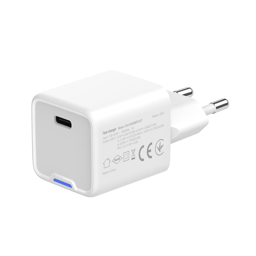 Мережевий зарядний пристрій ColorWay GaN Mini 35W PD Port PPS USB-C White (CW-CHS056PD-WT)