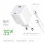 Мережевий зарядний пристрій ColorWay GaN Mini 35W PD Port PPS USB-C White (CW-CHS056PDC-WT) + кабель USB Type-C