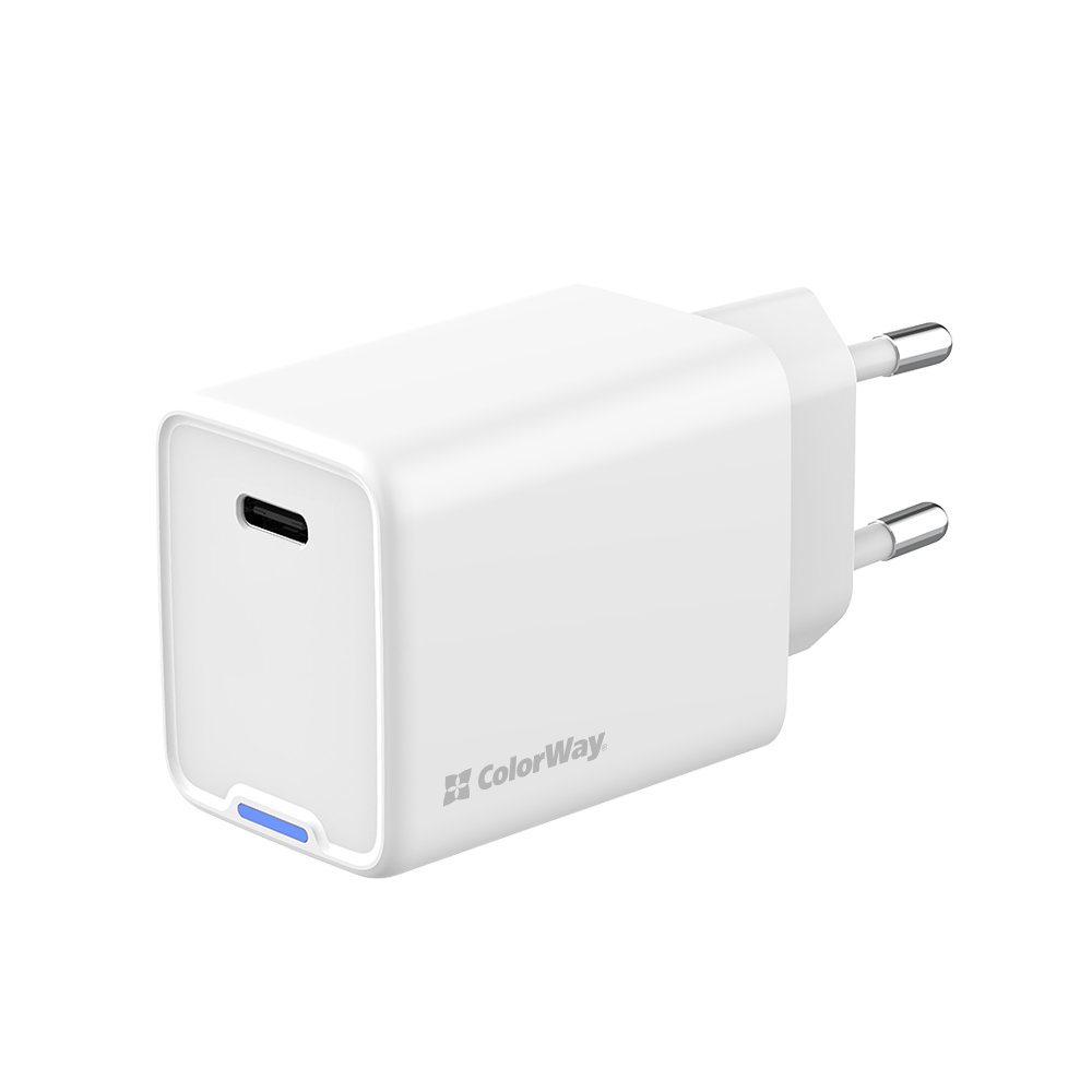 Мережевий зарядний пристрій ColorWay GaN Mini 45W PD Port PPS USB-C White (CW-CHS057PD-WT)
