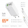 Мережевий зарядний пристрій ColorWay GaN Mini 65W PD Port PPS USB (USB-2C1A) White (CW-CHS058PDCL-WT) + кабель Type-C&Lightning