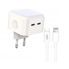Мережевий зарядний пристрій XO L102 (2USB-Cх3A) QC3.0 White (XO-L102i-WH) + кабель Lightning Мережевий зарядний пристрій XO L102 (2USB-Cх3A) QC3.0 White (XO-L102i-WH) + кабель Lightning