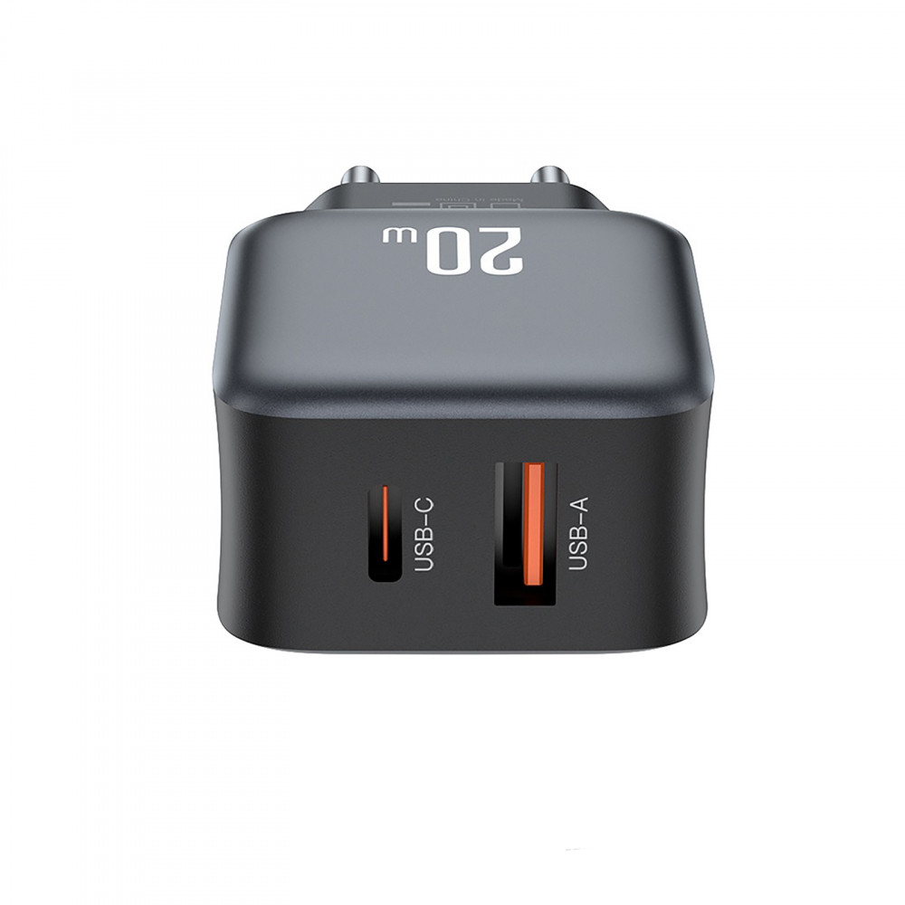 Мережевий зарядний пристрій XO L154 (1USB-С, 1USB, 3А) PD, QC 3.0 Black (L154.black)