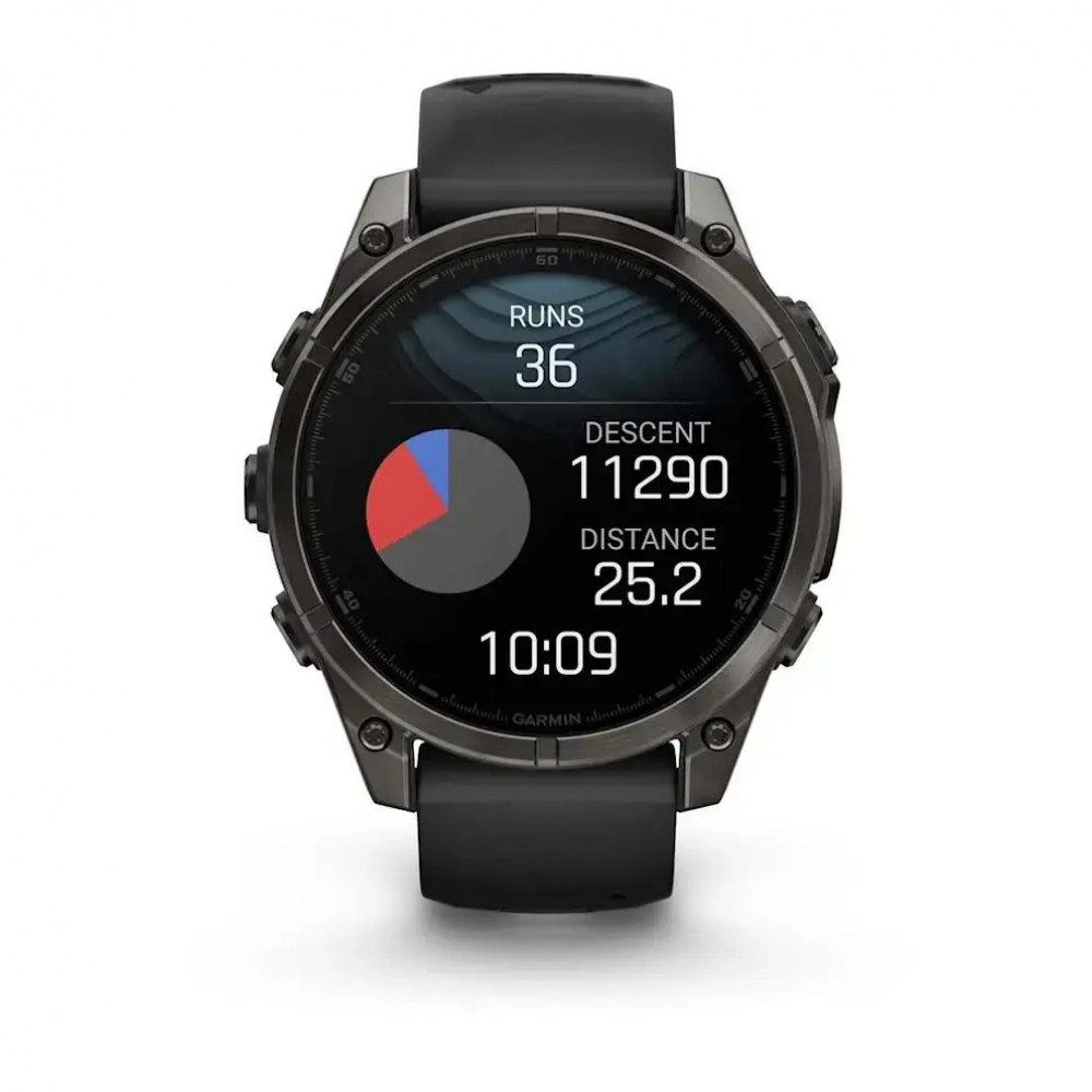 Смарт-годинник Garmin Fenix 8 43mm AMOLED Sapphire Carbon Gray DLC Titanium with Black Silicone (010-02903-28)