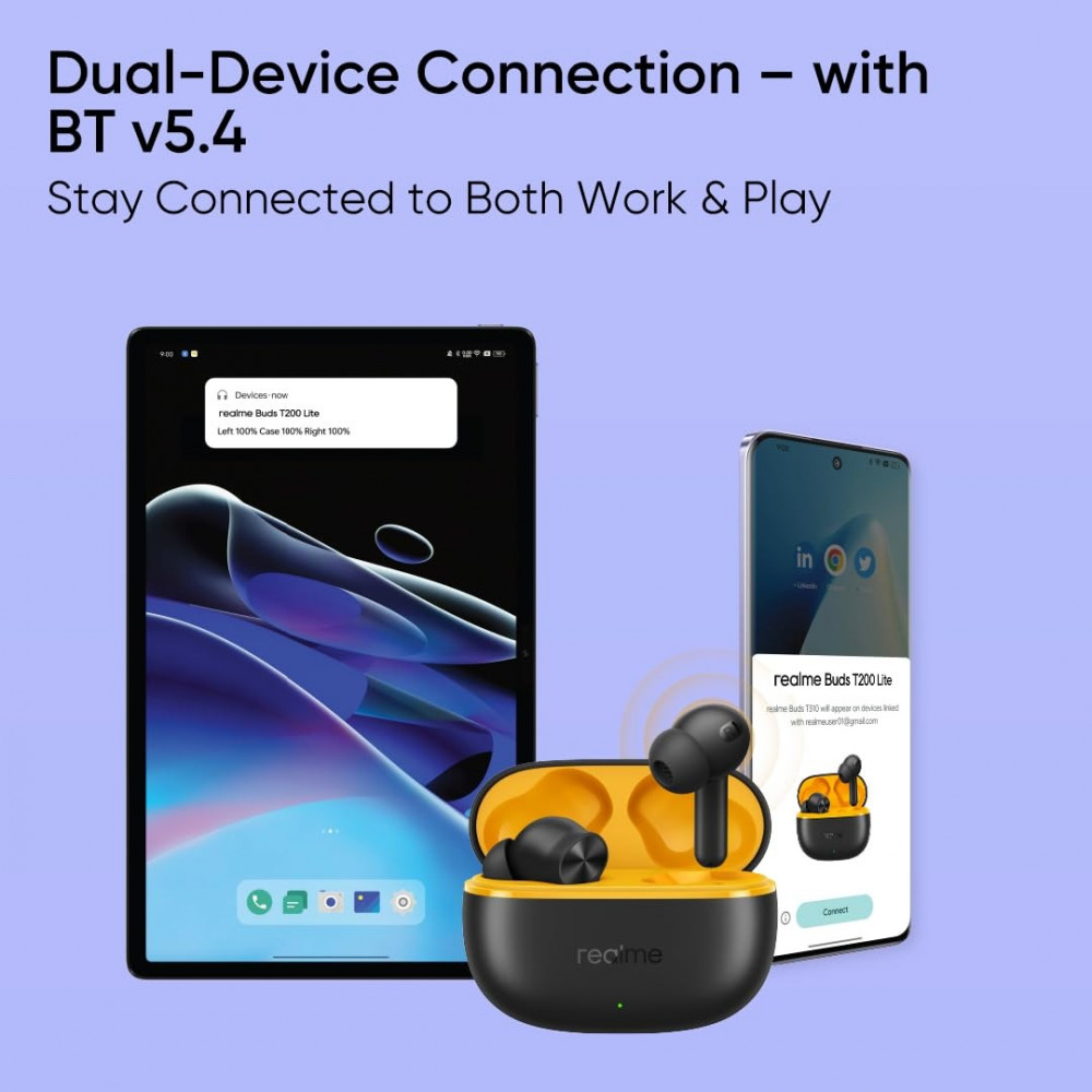 Bluetooth-гарнітура Realme Buds T200 Lite Volt Black_EU