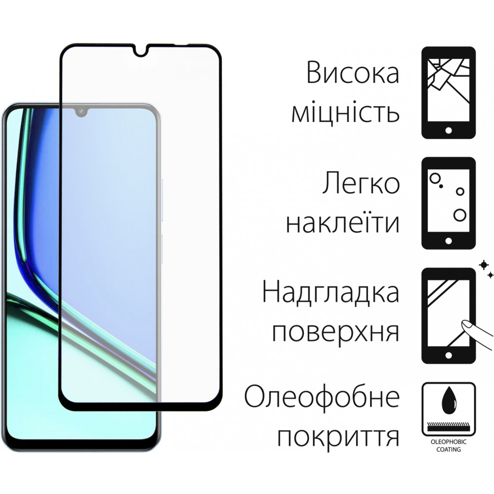 Захисне скло Dengos для Realme Note 60 Black Full Glue (TGFG-400) 
