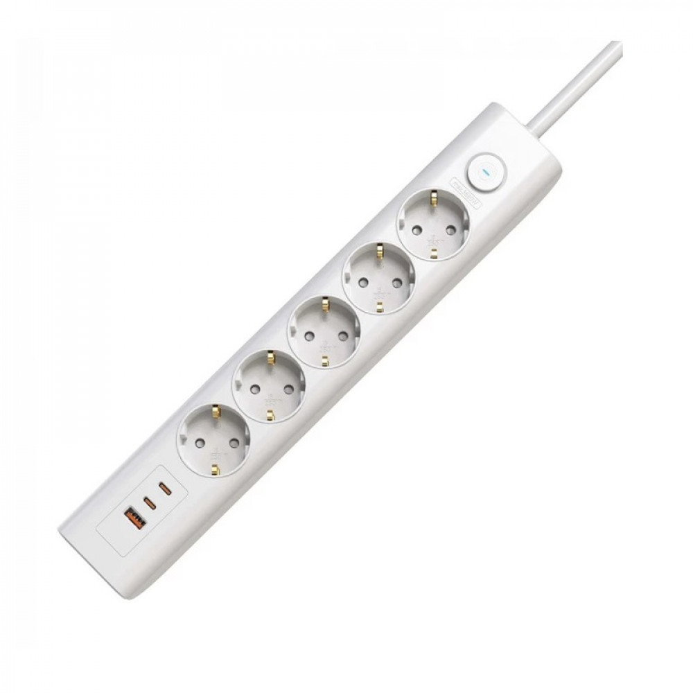 Подовжувач блоковий (PP) Electrum 5 розеток 3м із вимикачем та 2 Type-C + USB C-ES-1991