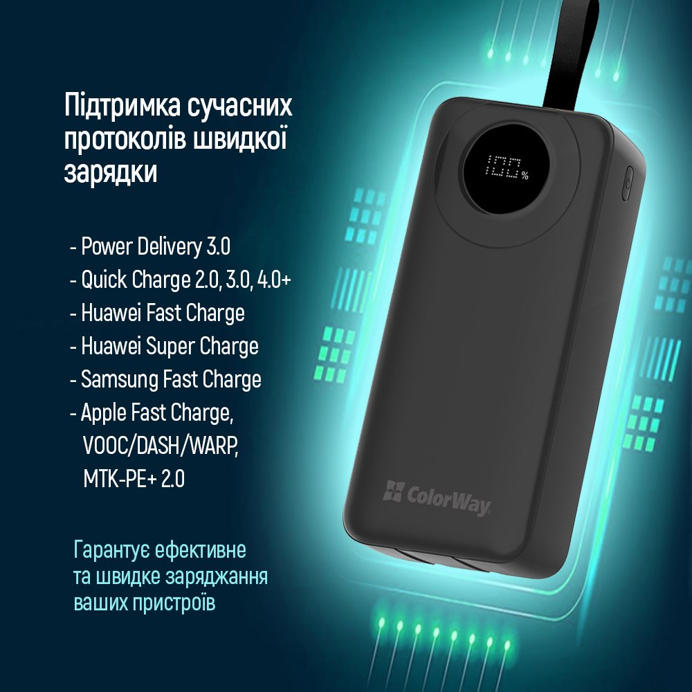 Універсальна мобільна батарея ColorWay EnergyPlus 30000mAh Black (CW-PB300LPB4BK-PDD)
