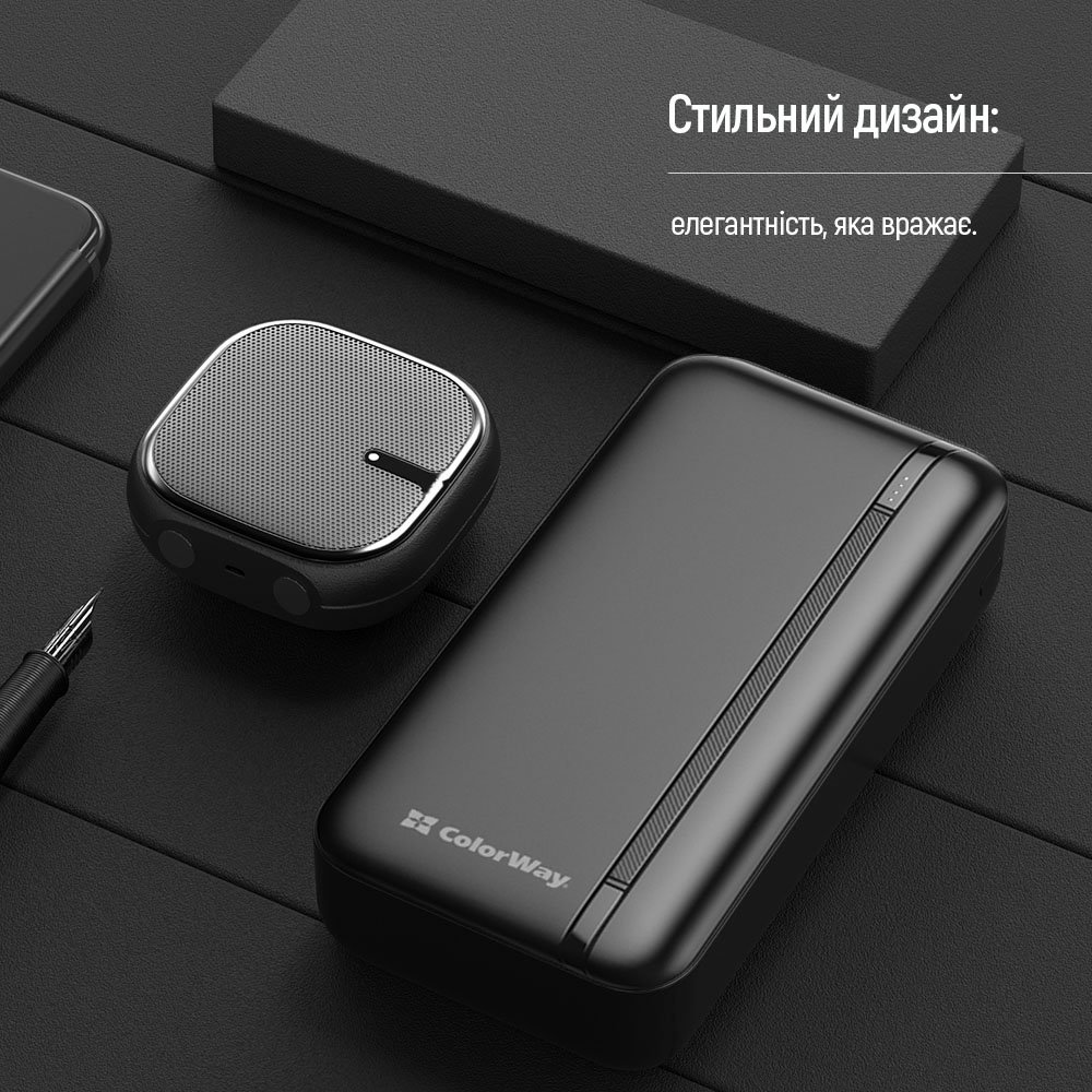 Універсальна мобільна батарея ColorWay Portable Charger 20000mAh Black (CW-PB200LPB4BK-PD)