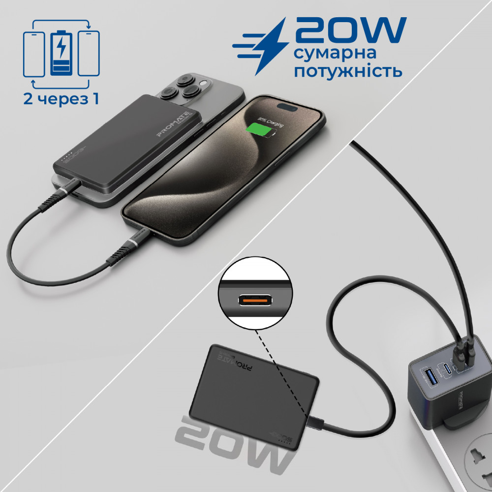 Універсальна мобільна батарея Promate Blade-5 5000mAh 20W Black