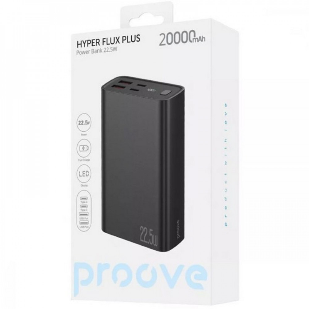 Універсальна мобільна батарея Proove Hyper Flux Plus 22.5W 20000mAh Black (PBF222120001)