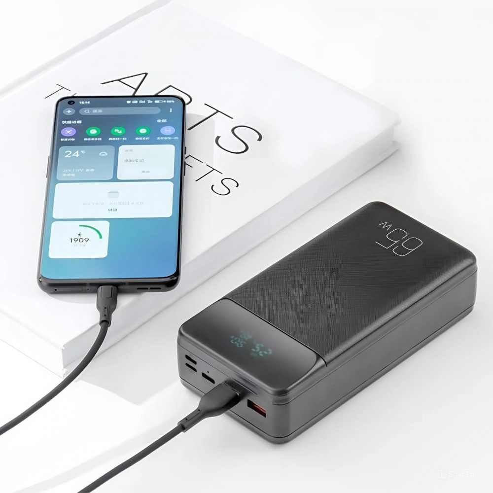Універсальна мобільна батарея XO PR201 PD 65W QC 3.0 30000mAh Black