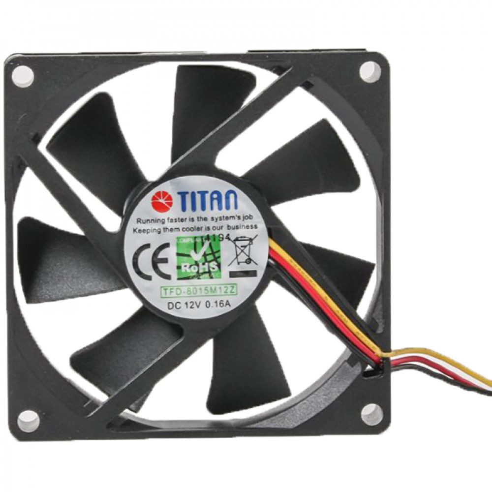 Вентилятор Titan TFD-8015 M 12 Z, 80х80х15мм, 3-pin, чорний