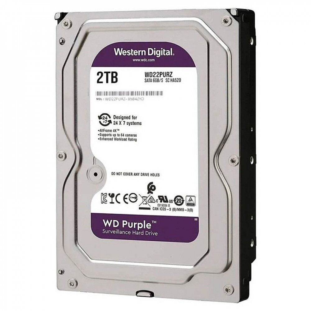 Накопичувач HDD SATA 2.0TB WD Purple 5400rpm 64MB (WD23PURZ)