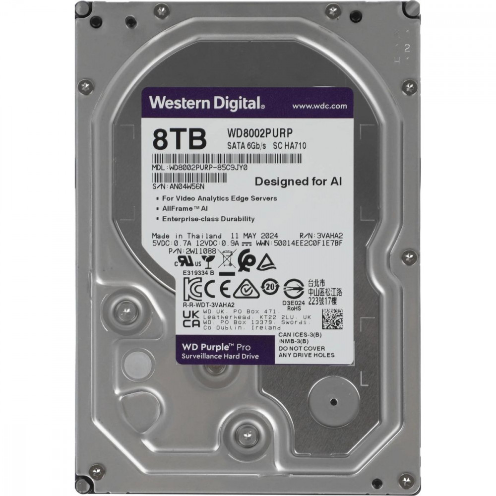 Накопичувач HDD SATA  8.0TB WD Purple Pro 7200rpm 256MB (WD8002PURP)