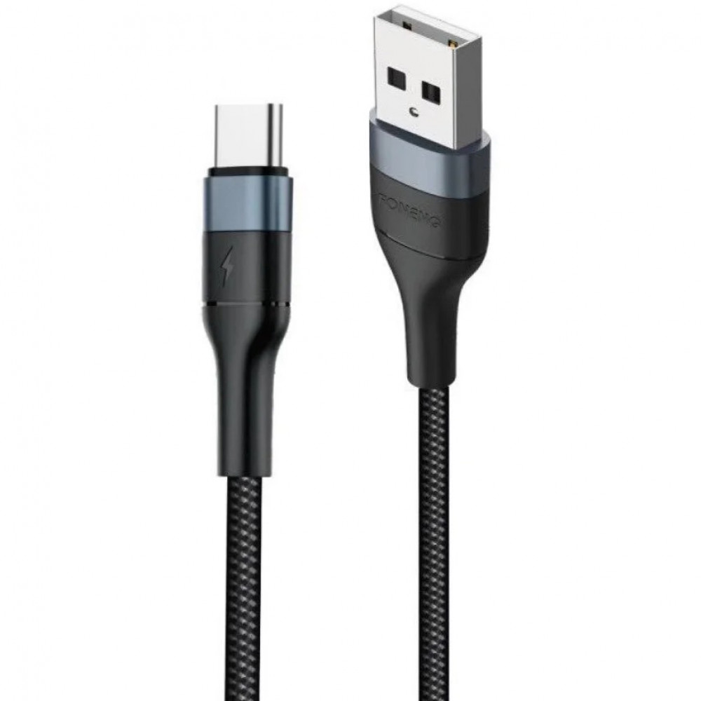 Кабель Foneng X51 Spiral Braided Cable USB - USB Type-C (M/M), 3 A, 1 м, Black (X51-CA-TC)