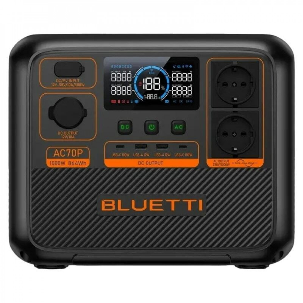 Зарядна станція Bluetti AC70P, 864Wh, 1000W, LiFePO4