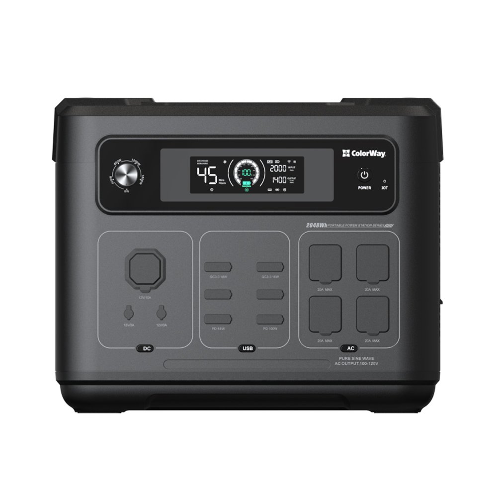 Зарядна станція ColorWay 2400W 2048Wh LiFePO4 (CW-PR-2K2W-01)