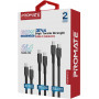 Комплект кабелів Promate USB Type-C - USB Type-C (M/M), 3A, 60W, 0.3 м, 1.2 м, 2 м Black (cablekit-cc.black)