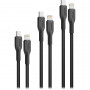Комплект кабелів Promate USB Type-C - Lightning (M/M), 3A, 27W, 0.3 м, 1.2 м, 2 м Black (cablekit-ci)