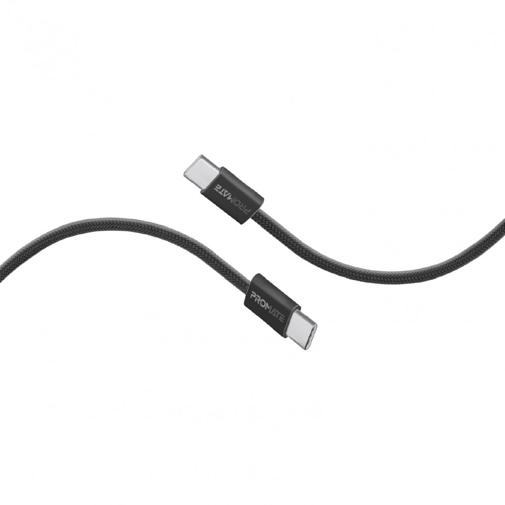 Кабель Promate EcoLine-CC120 USB Type-C - USB Type-C (M/M), 3 A, 60 W, 1.2 м, Black