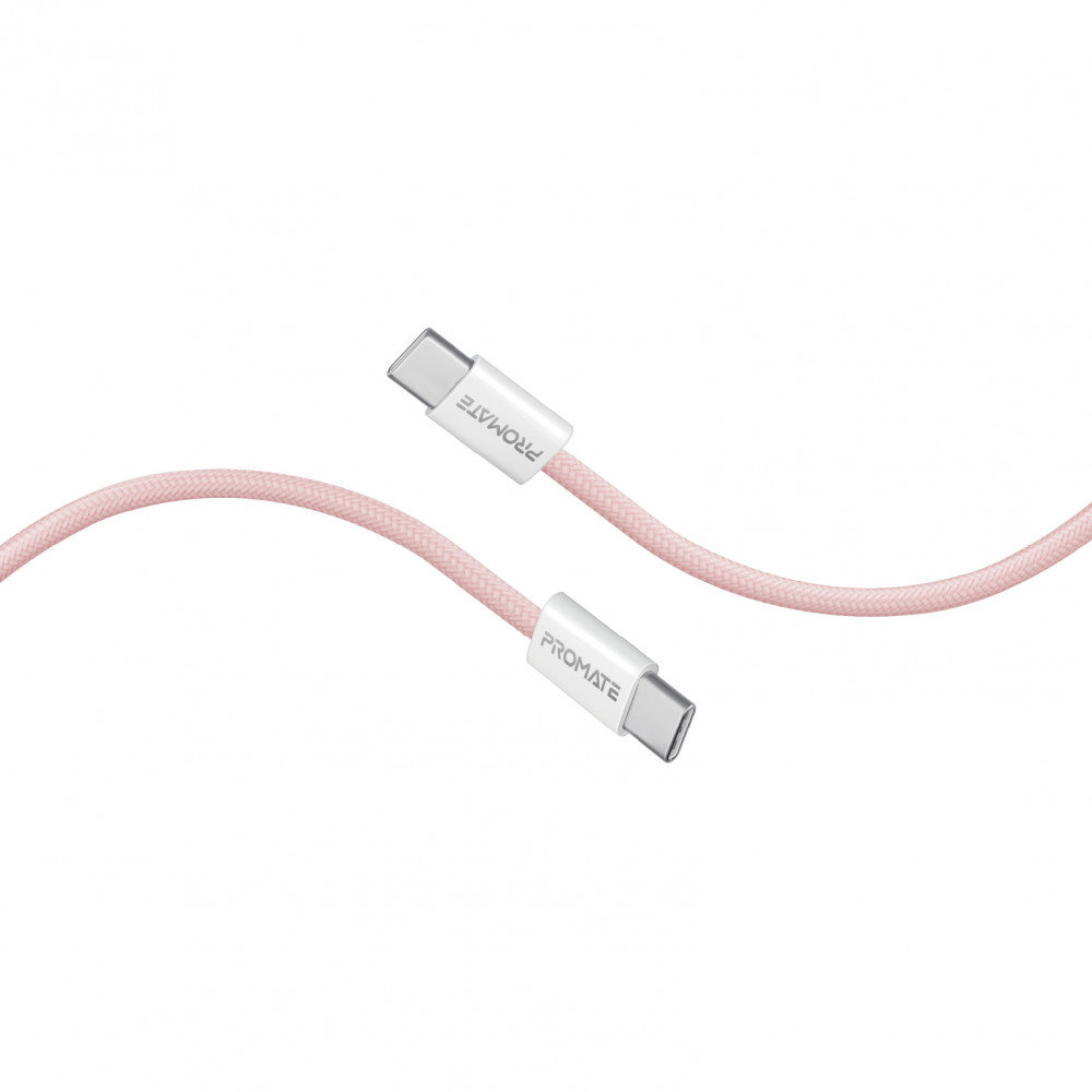 Кабель Promate EcoLine-CC200 USB Type-C - USB Type-C (M/M), 3 A, 60 W, 2 м, Pink