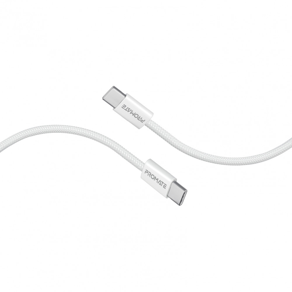 Кабель Promate USB Type-C - USB Type-C (M/M), 3A, 60W, 2 м, White (ecoline-cc200.white)